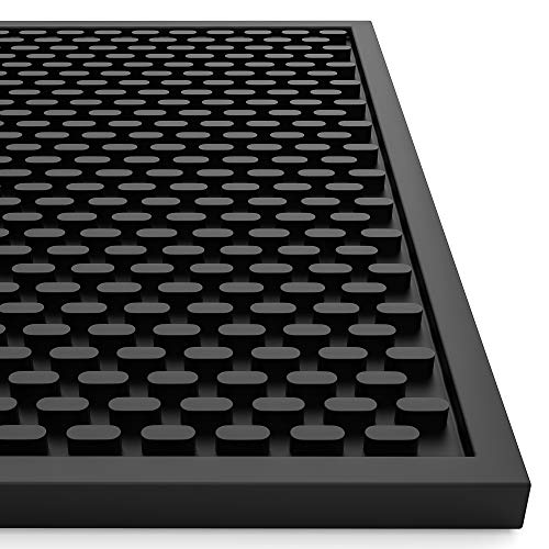 AXIESO Silicone Bar Mat - 1/2 Inch Thick Heat-Resistant and Food Safe Drip Mat - Spill Mats for Counter Top - Service Mat for Kitchen, Coffee Bar, Restaurant - Drying Mat for Glasses - 18 x 12 Inches