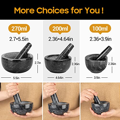 Tera Mortar and Pestle Set Natural Marble Grinder Spice Herb Grinder Pill Crusher Large Size 5.5in