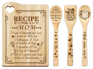 mom gifts, mom mothers day gifts, gift for mom from daughters/son, mom kitchen gifts cutting board - birthday presents for mom from daughter - mother cooking board with utensil