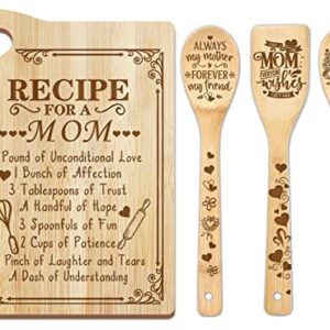Mom Gifts, Mom Mothers Day Gifts, Gift for Mom from Daughters/Son, Mom Kitchen Gifts Cutting Board - Birthday Presents for Mom from Daughter - Mother Cooking Board with Utensil