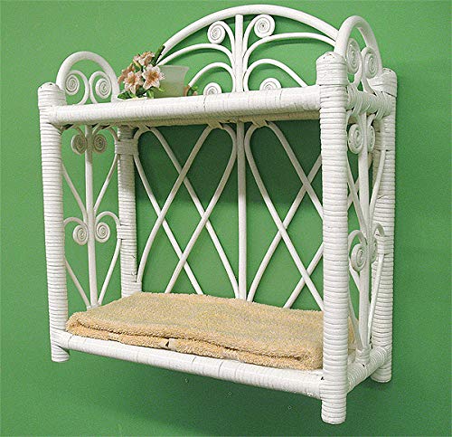 Wicker Wall Rack, Heart Sides White