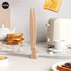 OTOTO Bernie Bunny Toaster Tongs - Rabbit Toast Tongs, Wooden Tongs For Toaster, Wooden Toaster Tongs - Multipurpose Mini Tongs For Appetizers, Wood Utensils & Cute Kitchen Gadgets