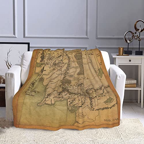 Blanket Middle Vintage Map Flannel Throw Blankets Super Soft Warm Lightweight Fuzzy Blanket for Couch Bed Travel All Season 50"x40"