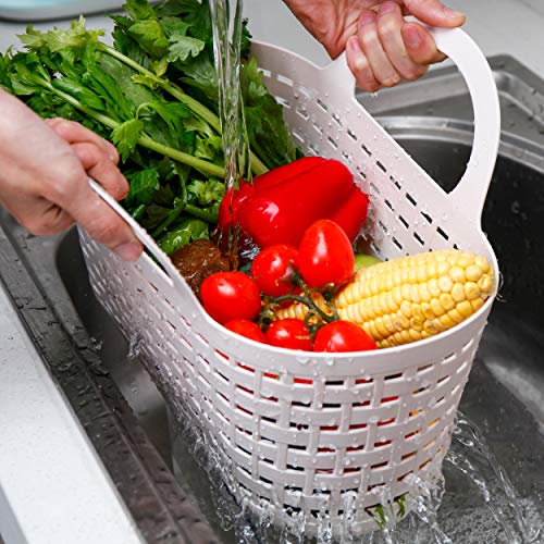 Citylife 2 PCS Plastic Colander Garden Basket Kitchen Fruit Strainer Vegetable Washing Basket Plastic Basket with Handle for Bathroom