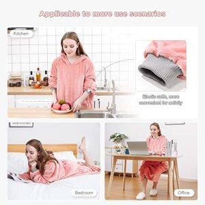 Homde Wearable Blanket, Oversized Blanket Hoodie, Gifts for Women and Men, Super Big Size Fits All, Cozy Sweatshirt Blanket with Sleeves and Pocket, Double-Sided Wearable, Two-Color (Pink & Grey)