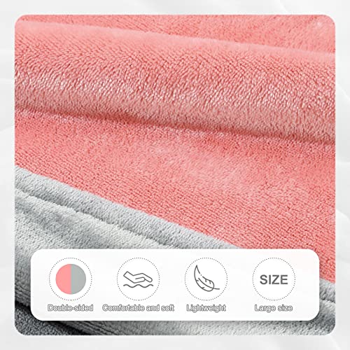 Homde Wearable Blanket, Oversized Blanket Hoodie, Gifts for Women and Men, Super Big Size Fits All, Cozy Sweatshirt Blanket with Sleeves and Pocket, Double-Sided Wearable, Two-Color (Pink & Grey)