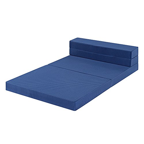 Sleeplace 4 Inch Multi-Foldable I-Gel infused Memory Foam Topper， Blue, Twin XL size