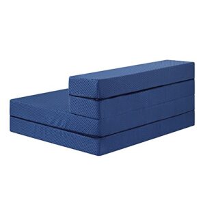 Sleeplace 4 Inch Multi-Foldable I-Gel infused Memory Foam Topper， Blue, Twin XL size