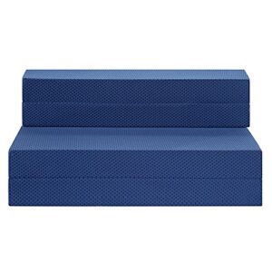 Sleeplace 4 Inch Multi-Foldable I-Gel infused Memory Foam Topper， Blue, Twin XL size