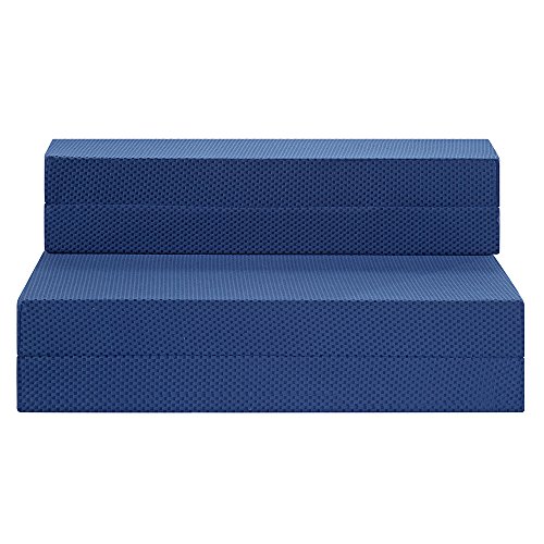 Sleeplace 4 Inch Multi-Foldable I-Gel infused Memory Foam Topper， Blue, Twin XL size