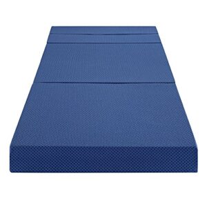 Sleeplace 4 Inch Multi-Foldable I-Gel infused Memory Foam Topper， Blue, Twin XL size