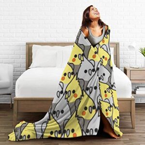 DIYAB Too Many Cockatiel Throw Blanket Micro Plush All Season Fleece TV Blanket for Bed or Couch 60 x 50 Inch/153 x 127 cm