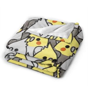 DIYAB Too Many Cockatiel Throw Blanket Micro Plush All Season Fleece TV Blanket for Bed or Couch 60 x 50 Inch/153 x 127 cm