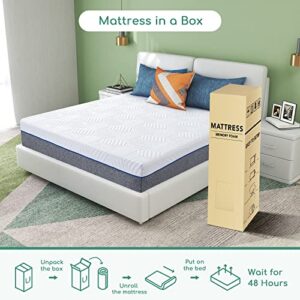 Memory Foam Mattress 12 Inch King Size, Medium Firm Bamboo Charcoal Foam and Innerspring Hybrid Mattress with Breathable Cover, CertiPUR-US Certified, Supportive & Pressure Relief Mattress in A Box