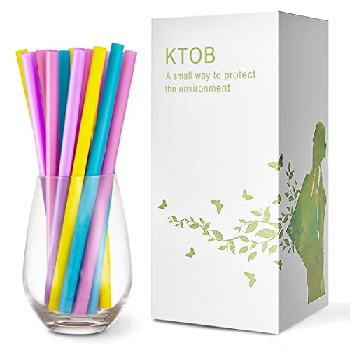 100 Count 100% Compostable PLA Jumbo Smoothie Straws-2/5" Wide X 8 1/4" Long KTOB Biodegradable Colorful Disposable Drinking Straws-Eco Friendly Plant-Based Plastic Milkshake Straws