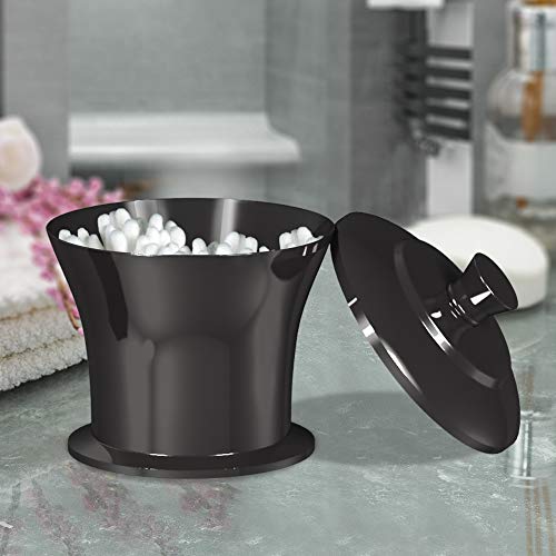 nu steel MN1H Midnight Collection Qtip Holder, Bathroom Vanity Metal Storage Organiser, Canister,Apothecary Jar for Cotton Swabs, Rounds, Balls, Black Nickel Finish