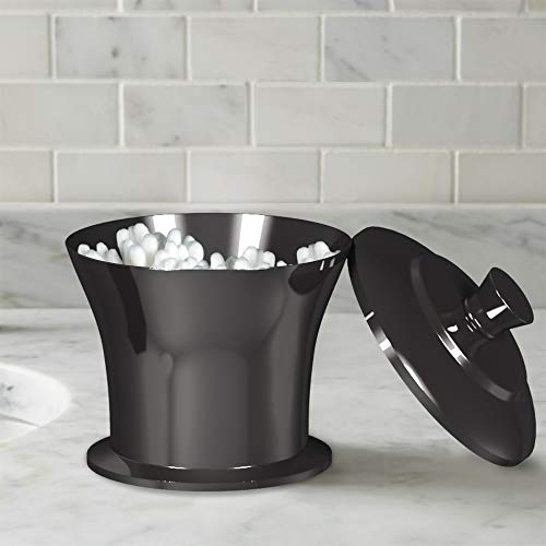 nu steel MN1H Midnight Collection Qtip Holder, Bathroom Vanity Metal Storage Organiser, Canister,Apothecary Jar for Cotton Swabs, Rounds, Balls, Black Nickel Finish