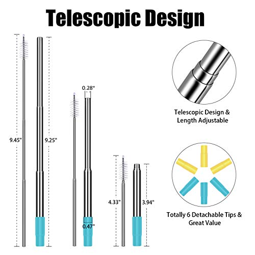 Metal Straws, Funbiz 3 Pack Reusable Collapsible Stainless Steel Straw with Plastic Case Silicone Tip and Long Cleaning Brush, Telescopic Portable Pocket Drinking Straws for Travel, Green/Black/Grey