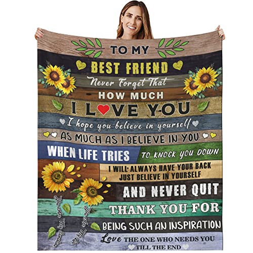 Best Friend Blanket,Best Friend Birthday Gifts for Women,Sunflower Fleece Blanket for Her,Christmas Blanket 50"x60",Best Friend Throw Blanket Friendship Gifts,Bestie Gifts to My Bestie Blanket