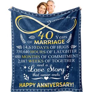 atokker 40th anniversary blanket gifts, 40th wedding anniversary couple gifts, best 40th gifts ideas, 40 years of marriage gifts for parents, grandparents, dad, mom, her, him 60"x50" throw blanket