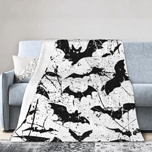 halloween bat throw blanket super soft warm bed blankets for couch bedroom sofa office car, all season cozy flannel plush blanket for girls boys adults, 60"x50"