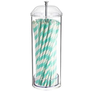 youngever straw dispenser, plastic straw holder with lid, drinking straw container with lid