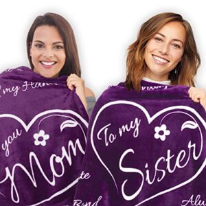 buttertree mom and sister blankets, throw blankets 65" x 50" (2-pack, purple)