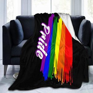 rainbow gay lesbian pride fleece blanket throw lightweight blanket super soft cozy bed warm blanket for living room/bedroom all season