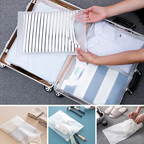 Hotyin 20pcs Travel Storage Bags, Plastic Packaging Bags with Vent 25*35cm, Frosted Zip-lock Poly Bags Space Saver for Clothes, Shoes, Cosmetics, Packaging Products