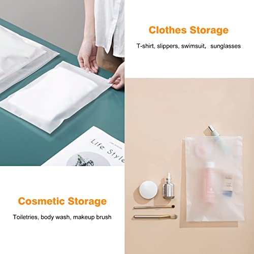 Hotyin 20pcs Travel Storage Bags, Plastic Packaging Bags with Vent 25*35cm, Frosted Zip-lock Poly Bags Space Saver for Clothes, Shoes, Cosmetics, Packaging Products