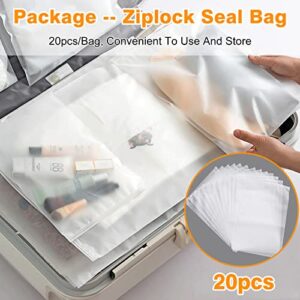 Hotyin 20pcs Travel Storage Bags, Plastic Packaging Bags with Vent 25*35cm, Frosted Zip-lock Poly Bags Space Saver for Clothes, Shoes, Cosmetics, Packaging Products