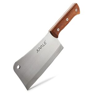 juvale stainless steel meat cleaver knife with wooden handle, heavy duty bone chopper for butcher, slicing vegetables (8 in)