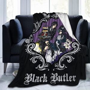 shandongqimingnongyeke Ultra Soft Flannel Fleece Throw Blanket for Kids Boys Adults,Black Butler Baton Lightweight Warm Winter Anti-Static Blankets for Bed Couch Sofa Living Room Bedroom