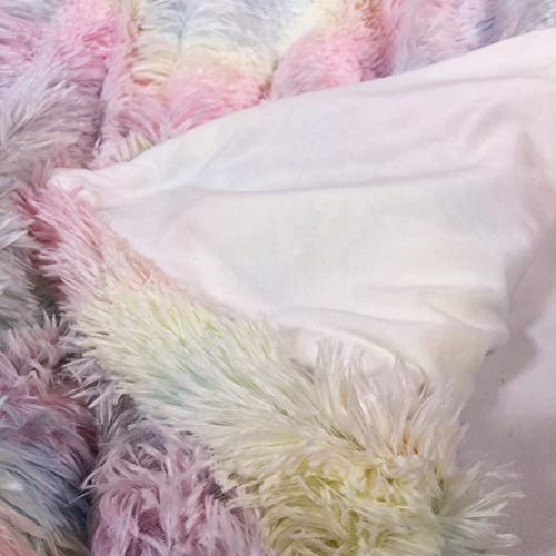 Plush Super Soft Blanket Colorful Bedding Sofa Cover Furry Fuzzy Fur Warm Throw Cozy Couch Blanket for Winter (51"x63", Rainbow)