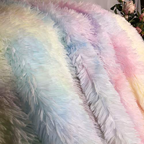 Plush Super Soft Blanket Colorful Bedding Sofa Cover Furry Fuzzy Fur Warm Throw Cozy Couch Blanket for Winter (51"x63", Rainbow)