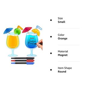 2 Pcs Cruise Door Decorations Magnetic Fruit Drink Cruise Door Magnets with 3 Pcs Paint Pens Cruise Must Haves Cocktail Magnet Stickers for Carnival Birthday Stateroom Refrigerator Car Door Decor