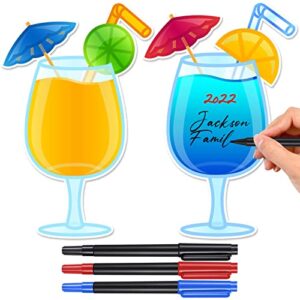 2 pcs cruise door decorations magnetic fruit drink cruise door magnets with 3 pcs paint pens cruise must haves cocktail magnet stickers for carnival birthday stateroom refrigerator car door decor