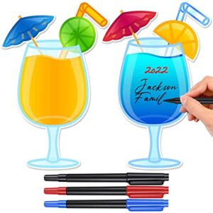 2 Pcs Cruise Door Decorations Magnetic Fruit Drink Cruise Door Magnets with 3 Pcs Paint Pens Cruise Must Haves Cocktail Magnet Stickers for Carnival Birthday Stateroom Refrigerator Car Door Decor