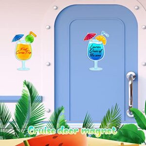 2 Pcs Cruise Door Decorations Magnetic Fruit Drink Cruise Door Magnets with 3 Pcs Paint Pens Cruise Must Haves Cocktail Magnet Stickers for Carnival Birthday Stateroom Refrigerator Car Door Decor