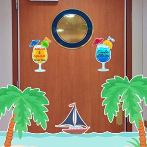 2 Pcs Cruise Door Decorations Magnetic Fruit Drink Cruise Door Magnets with 3 Pcs Paint Pens Cruise Must Haves Cocktail Magnet Stickers for Carnival Birthday Stateroom Refrigerator Car Door Decor