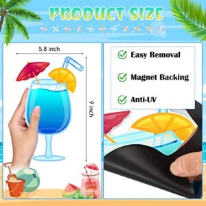 2 Pcs Cruise Door Decorations Magnetic Fruit Drink Cruise Door Magnets with 3 Pcs Paint Pens Cruise Must Haves Cocktail Magnet Stickers for Carnival Birthday Stateroom Refrigerator Car Door Decor