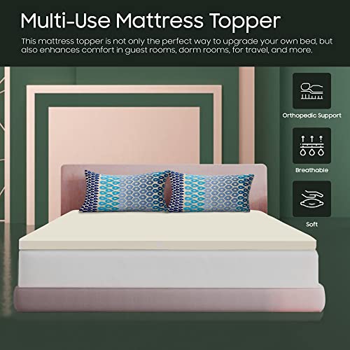 Mattress Solution High Density Foam Topper,Adds Comfort to Mattress, Twin, White