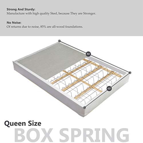 Continental Mattress Queen Size 4" Fully Assembled Coil Box Spring for Mattress, Hollywood Collection