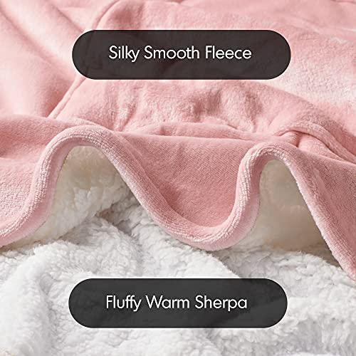 Degrees of Comfort Wearable Blanket Hoodie for Women Men Adults, Cozy Oversized and Warm Sherpa Lined Sweatshirt Blankets, Pink, 38x32 Inch