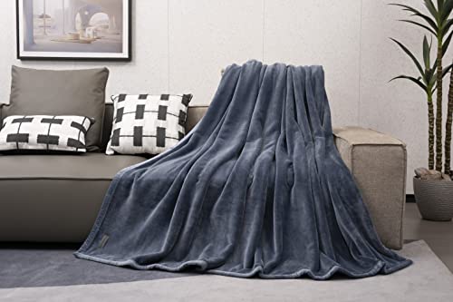 Mellowdy Extra Thick Hearty Plush Flannel Blanket (Dark Grey, 90x90) - 500GSM Queen Size Warm Blanket for Winter, Fall | Soft, Fluffy, Cuddly, Perfect for Bed, Oversized Throw for Couch, Sofa
