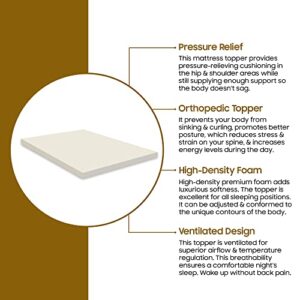 Continental Sleep Foam Topper,Adds Comfort to Mattress, Twin Size, Yellow