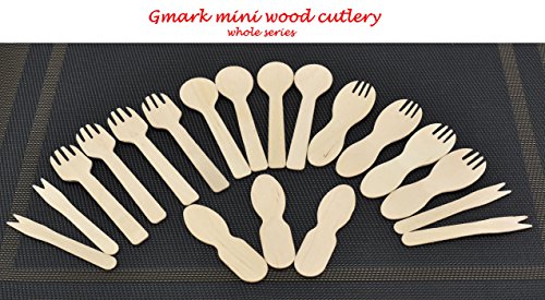 Gmark Wooden Ice Cream Spoons 100pc - Tasting Spoons, Ice Cream Sticks 3 Inches Perfect for Tasting, Sampling, Crafts 100/Bag GM1037