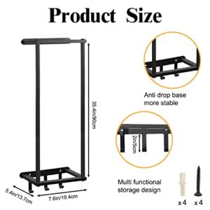 Bathroom Towel Racks Wall Mounted, Rolled Bath Towels Holder Storage with 3 Hooks, Adjustable & Space Saving Towel Hanger Black Metal Bath Towel Organizer Shelf for Folded Large Washcloths