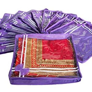 Purple Premium Single Saree Cover 12 Pcs Combo