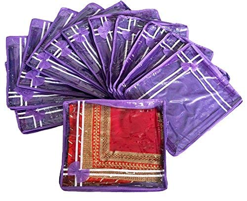 Purple Premium Single Saree Cover 12 Pcs Combo